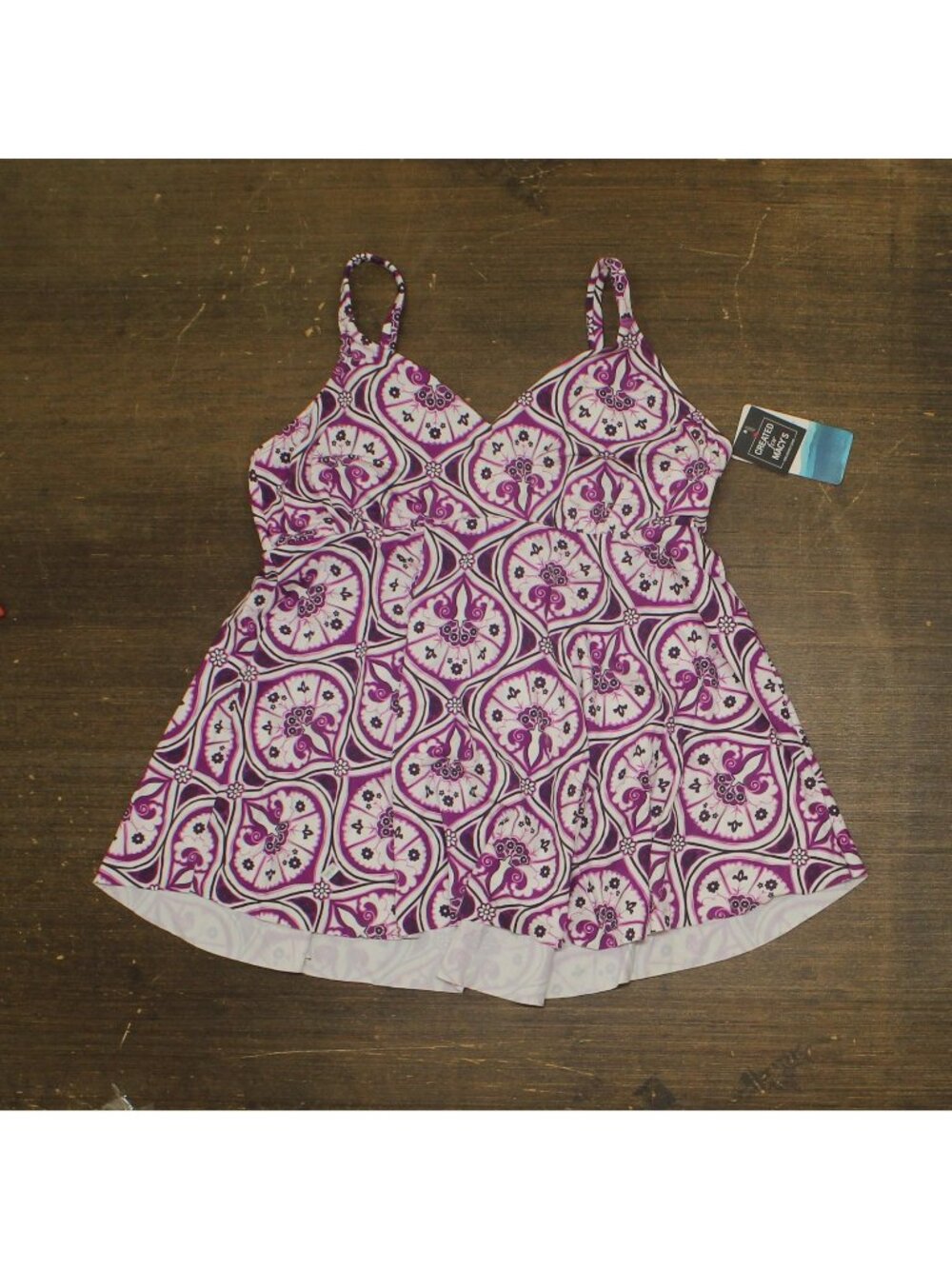 Swim Solutions Printed Tankini Swim Top 806834 Magenta Purple 16